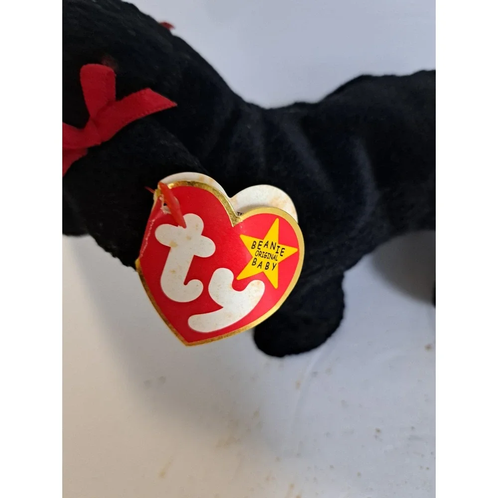 Vintage TY 1997 GiGi the Black Poodle Dog Beanie Baby With Tags 6 in long‎